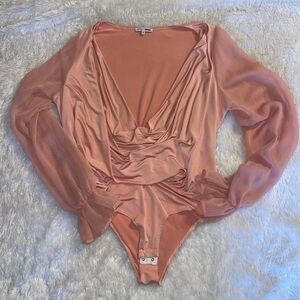 Fashion Nova Blush Drape Bodysuit